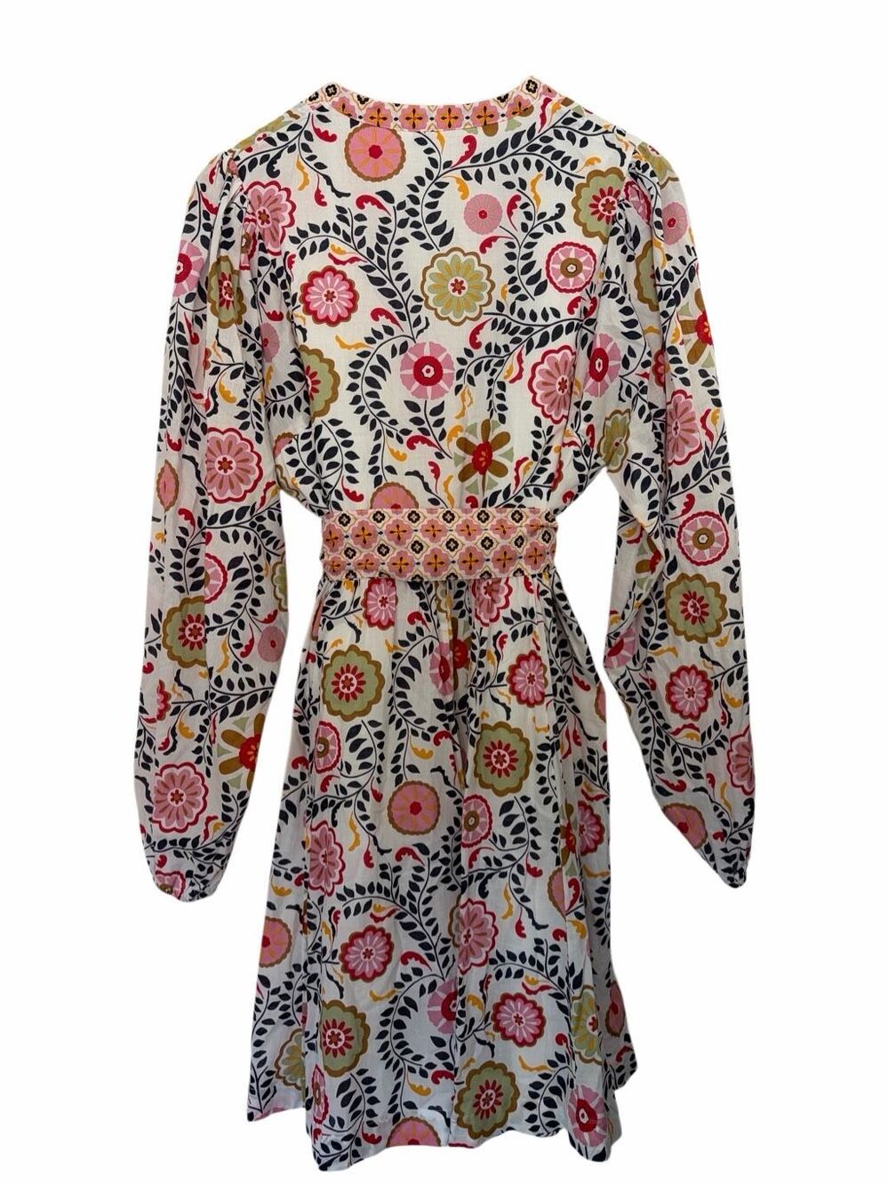 Boden Notch Neck Cotton Floral Dress Belted Fit & Flare D0098 Size 10R - Picture 5 of 13